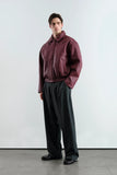 Textured Burgundy Leather Jacket