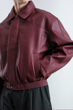 Textured Burgundy Leather Jacket