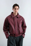 Textured Burgundy Leather Jacket
