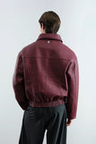 Textured Burgundy Leather Jacket